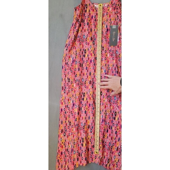 Womens Spaghetti Strap Dress Colorful Coral Graphic Print With Pockets Sz S NEW! - Picture 12 of 12